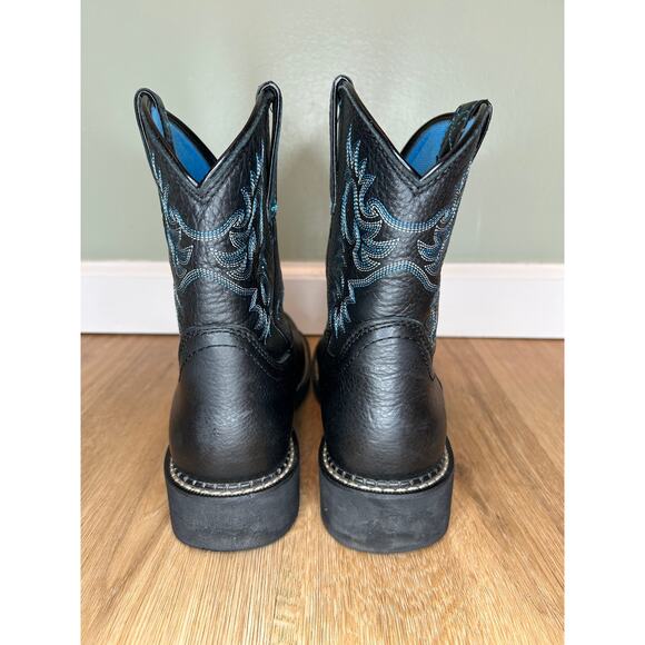 Ariat Fatbaby Womens 8.5 B Boots Western Cowboy Leather Black Blue Round Rodeo - Picture 5 of 8